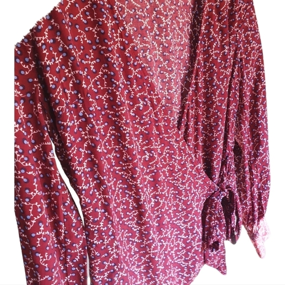 TALBOTS Faux Wrap Shirt Long‎ Sleeve Red Women's Size S/P - Picture 10 of 16